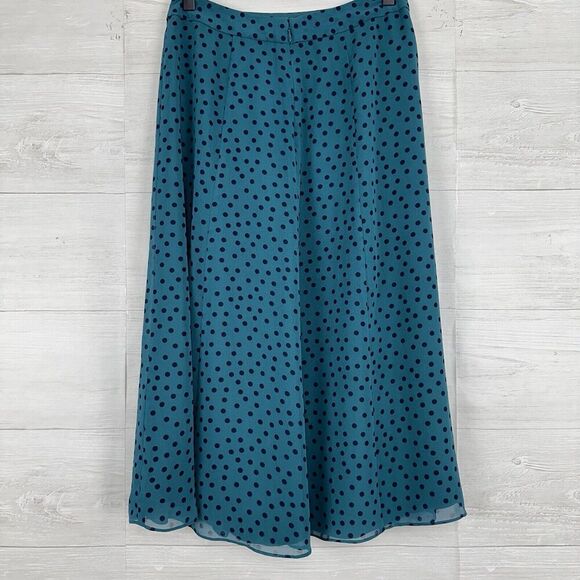 Boden Serena Midi Skirt US 4P Green Polka Dot Chiffon Flare A Line Flowy NWT - Picture 6 of 16